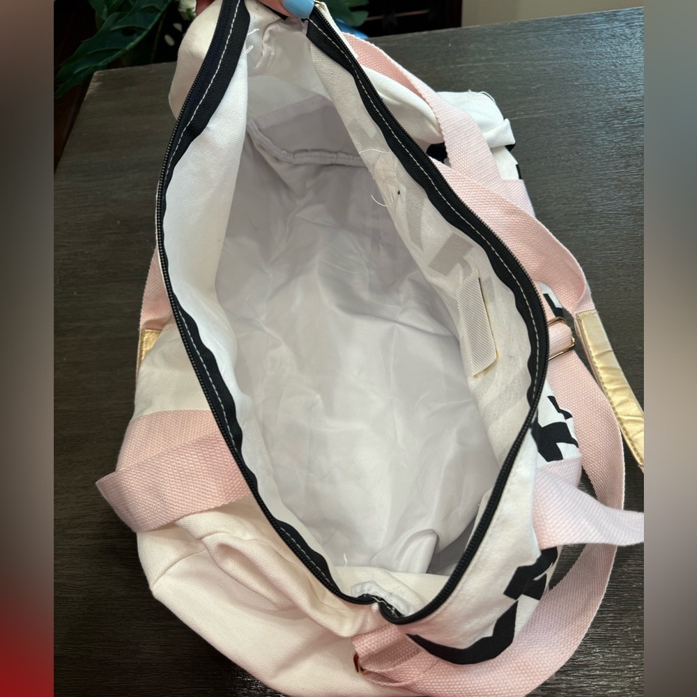 Benefit Cosmetics Pink, Black and White Small Quilted Duffle/Gym Bag - Picture 5 of 6